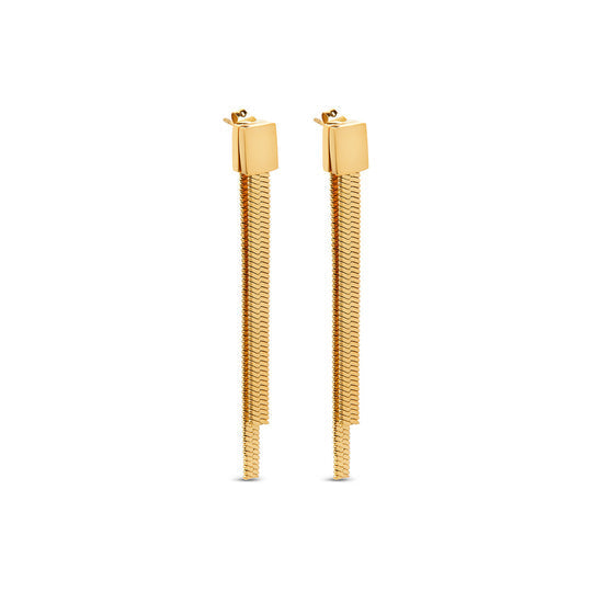 Pendientes Largos Luxor Chapados en Oro de 18K