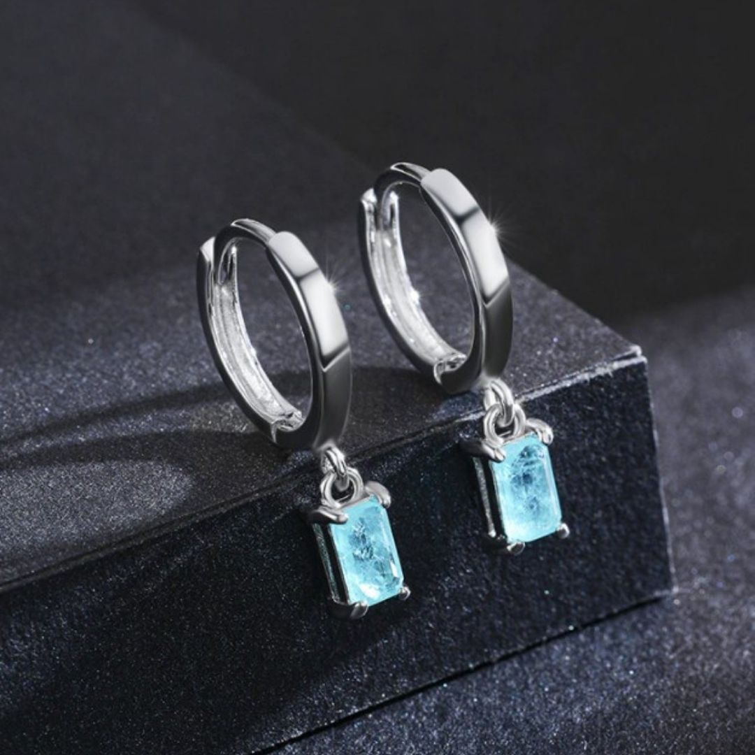 Pendientes de Plata de Aro con Colgante Turmalina Paraíba Azul