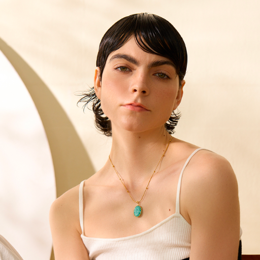 Collar con Colgante de Piedra Natural Amazonita Azul