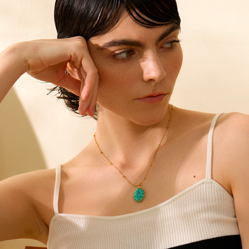 Collar con Colgante de Piedra Natural Amazonita Azul