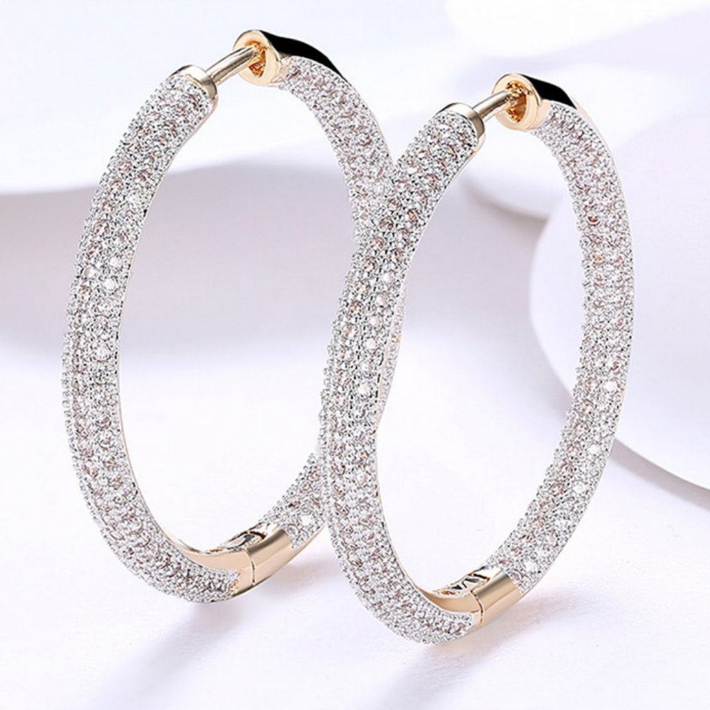 Pendientes de Aro con Incrustaciones Chapados en Oro de 18K