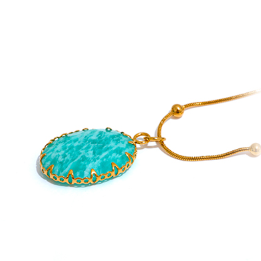 Collar con Colgante de Piedra Natural Amazonita Azul