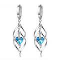 Pendientes Corazón Azul de Plata con Piedra Cianita