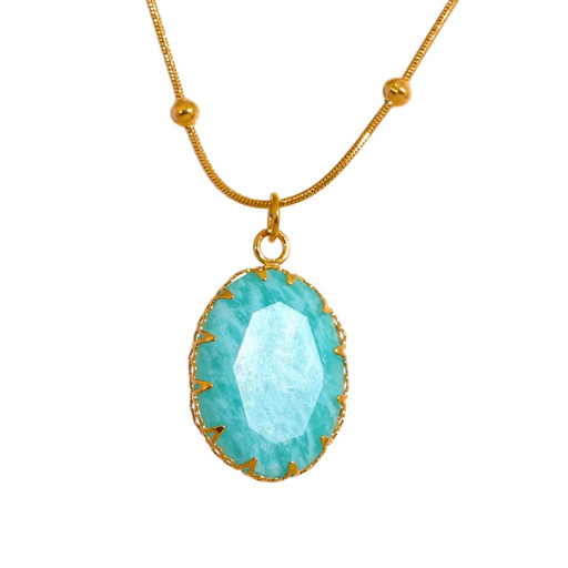 Collar con Colgante de Piedra Natural Amazonita Azul