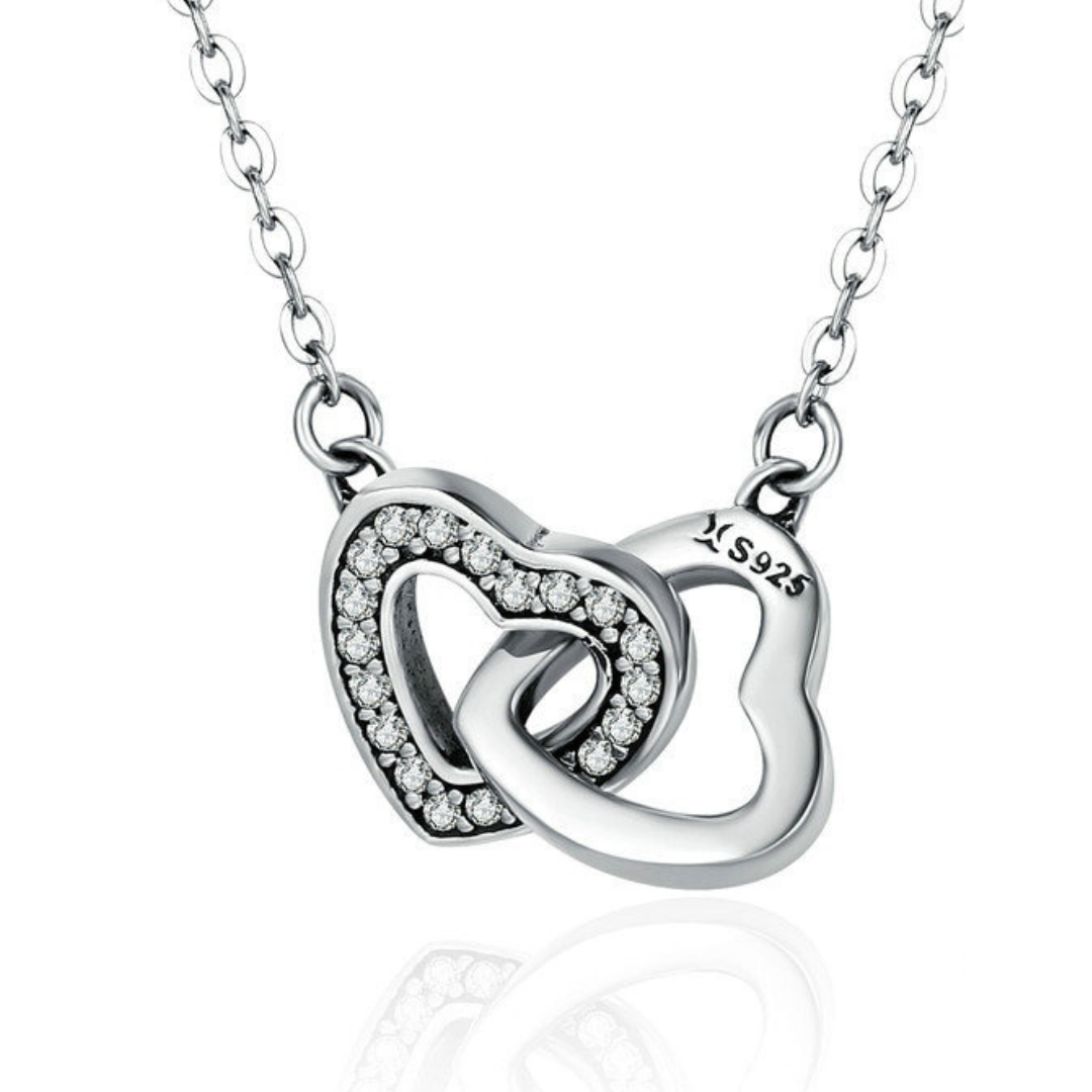 Collar Corazones Conectados de Plata