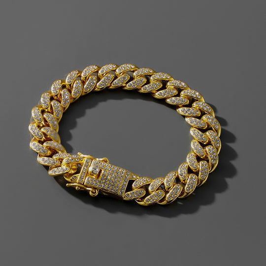 Pulsera Cubana con Incrustaciones de Circonita