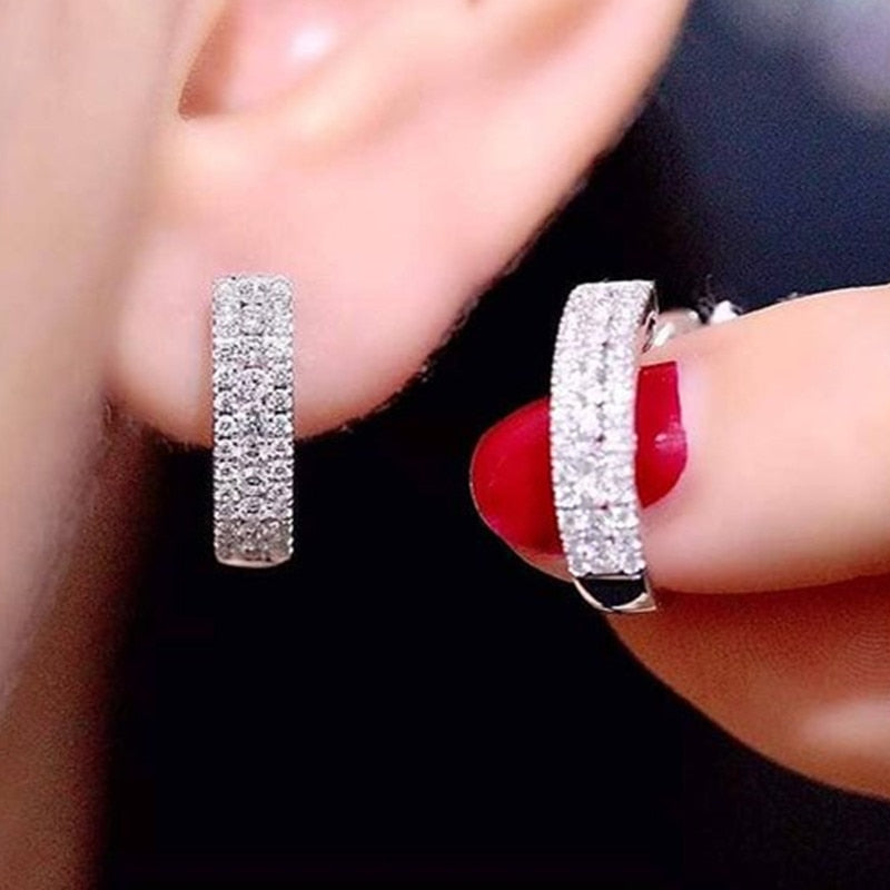 Pendientes de Aro con Piedras de Circonita