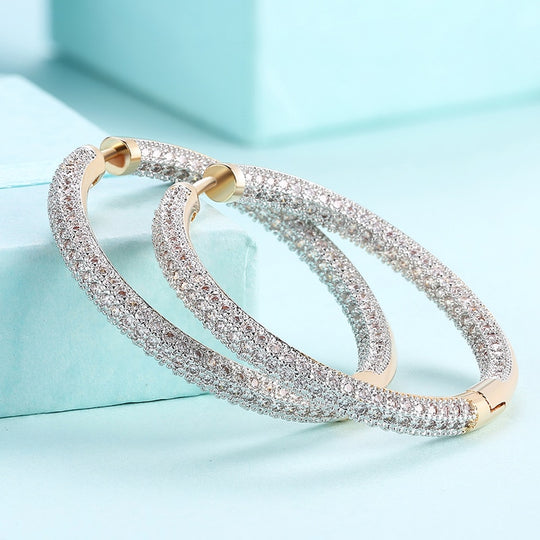 Pendientes de Aro Cravejados Chapados en Oro de 18K
