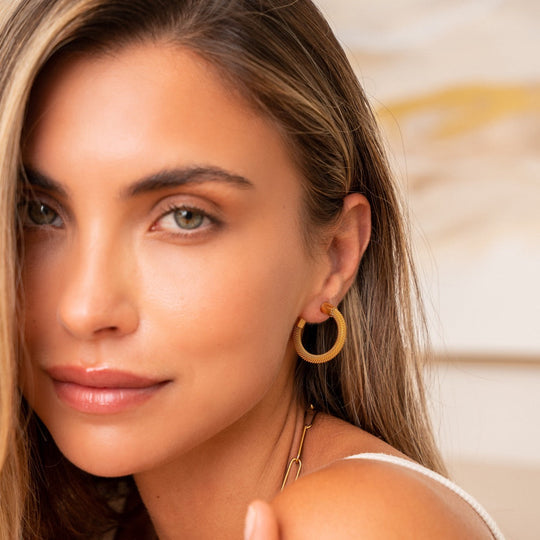 Pendientes de Aro de Malla Chapados en Oro de 18K