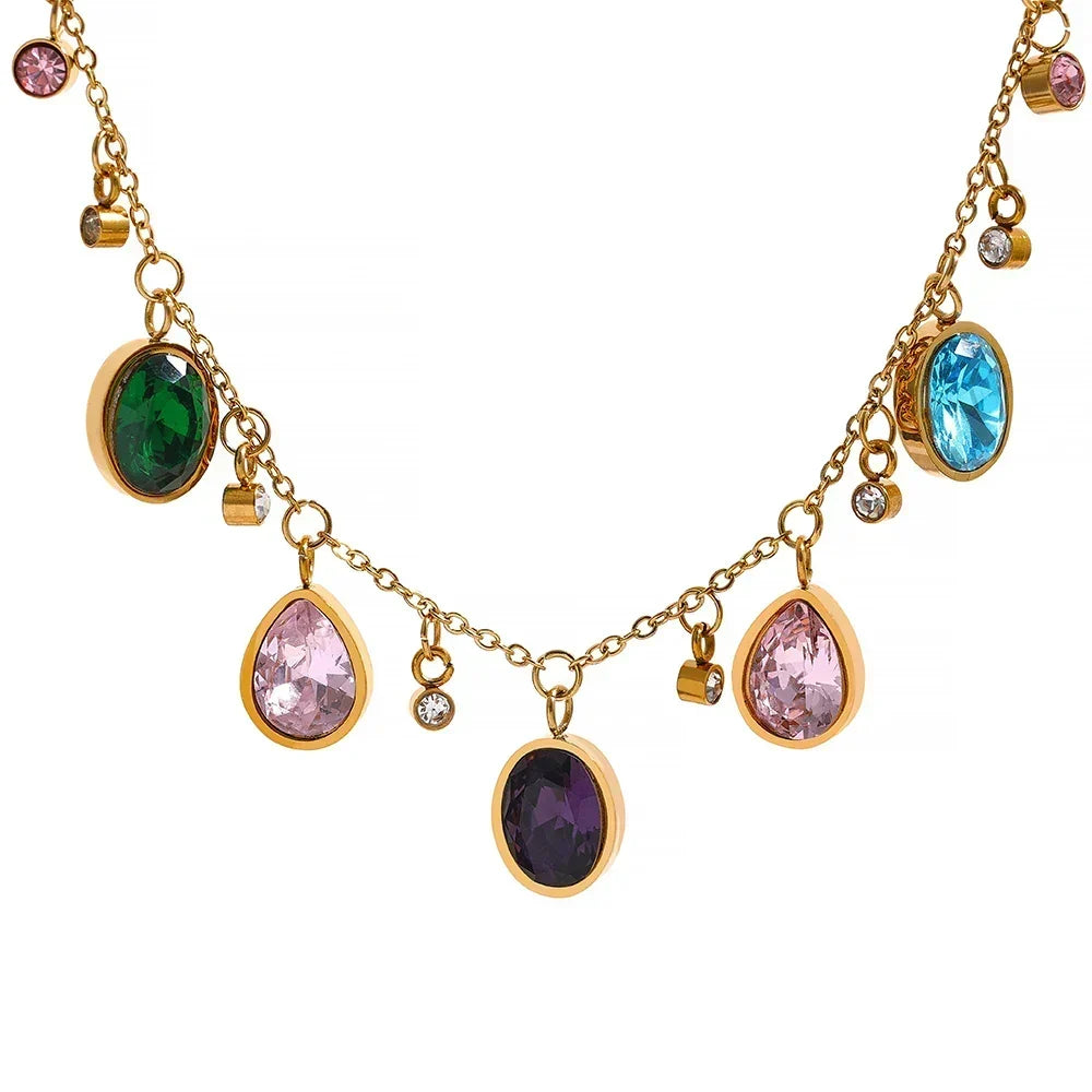 Collar con Cristales de Circonita de Colores