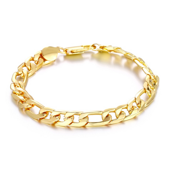 Pulsera de Eslabones Masculina Chapada en Oro de 18K