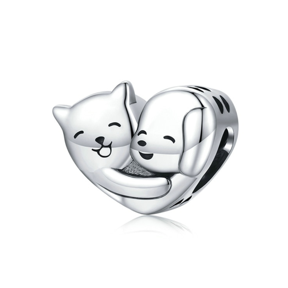 Charm Mascotas Abrazadas - Plata 925