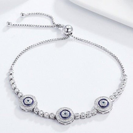 Pulsera de Ojos Turcos Azules de Cristal Circonita