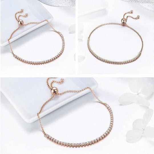 Pulsera Regulable Trendy con Circonitas en Plata